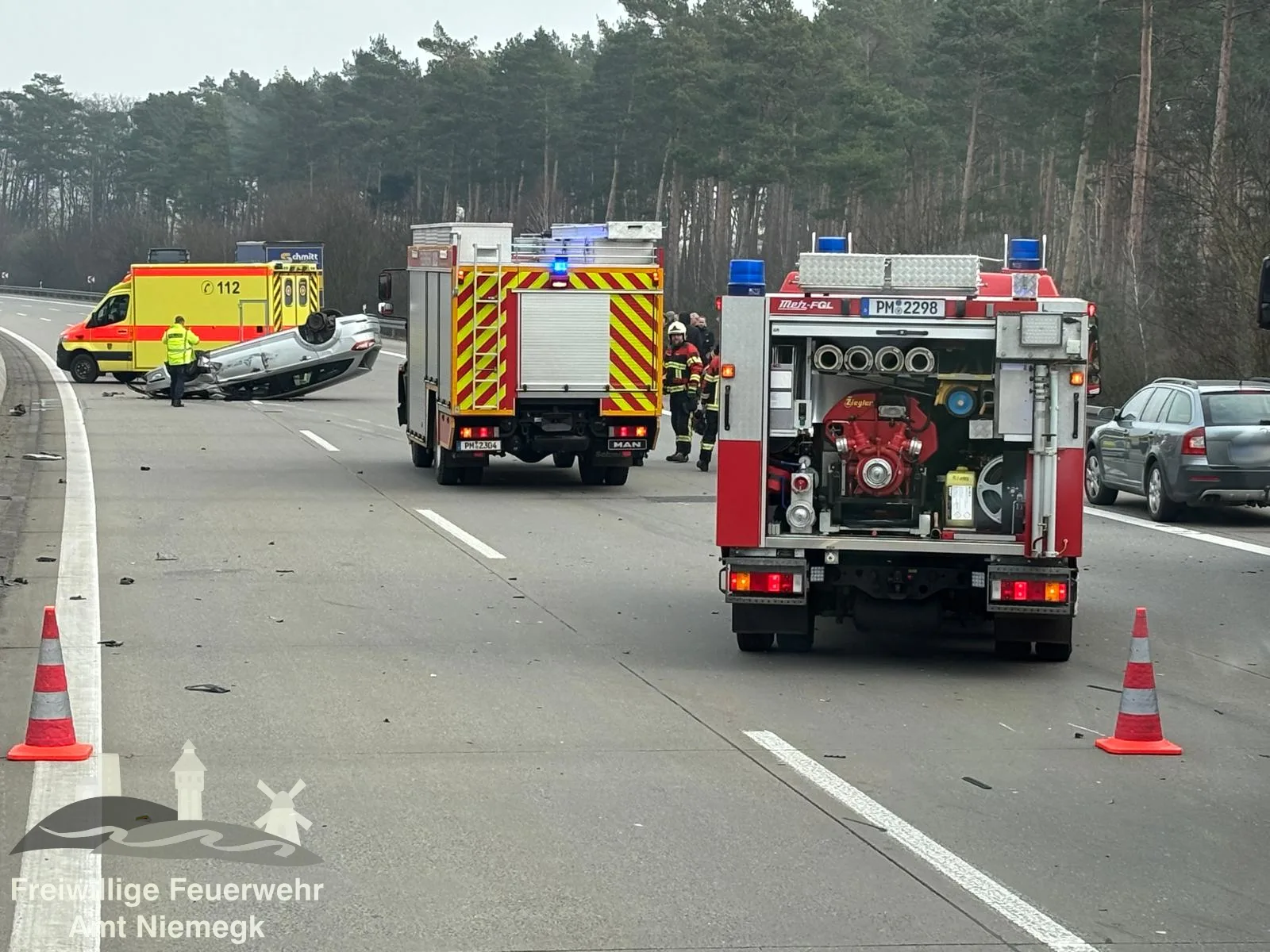 10.02.2025 – Hilfeleistung Verkehrsunfall – BAB9 AS Klein Marzehns – AS Niemegk